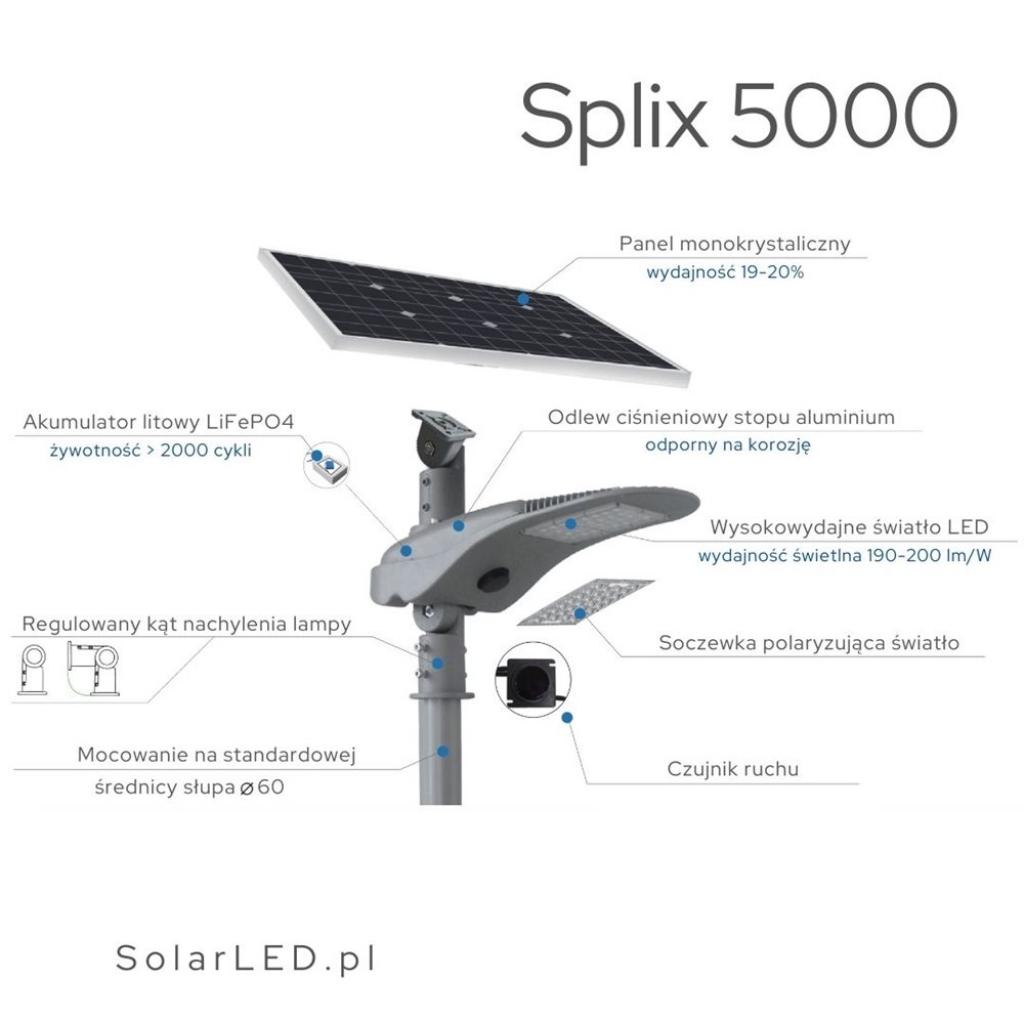 Lampa solarna Splix 5000 lumenów z czujnikiem ruch