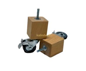 Noga drewniana z kółkiem